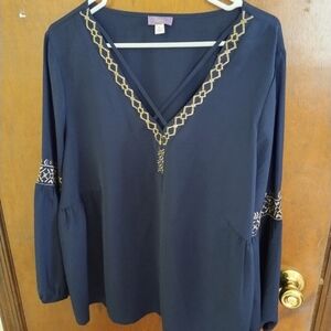 Navy and gold dressy top